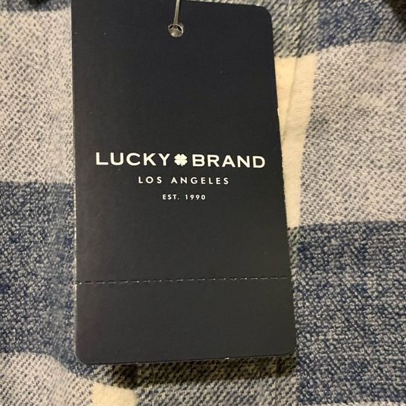 🎉Host Pick!🎉 NWT Lucky Brand Blue/Cream Flannel Button-Down Shirt - Picture 10 of 12